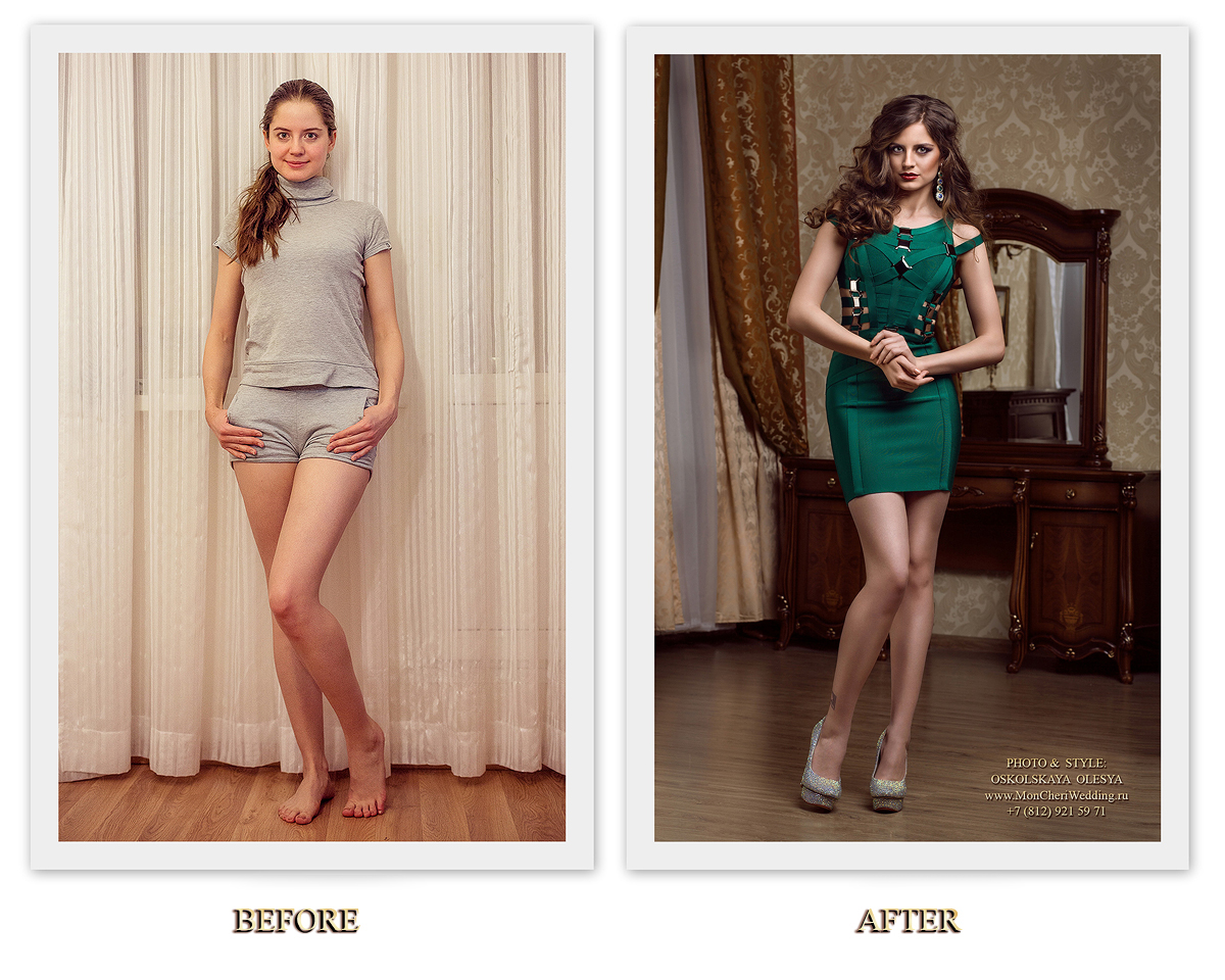 Девушки до и после одежды