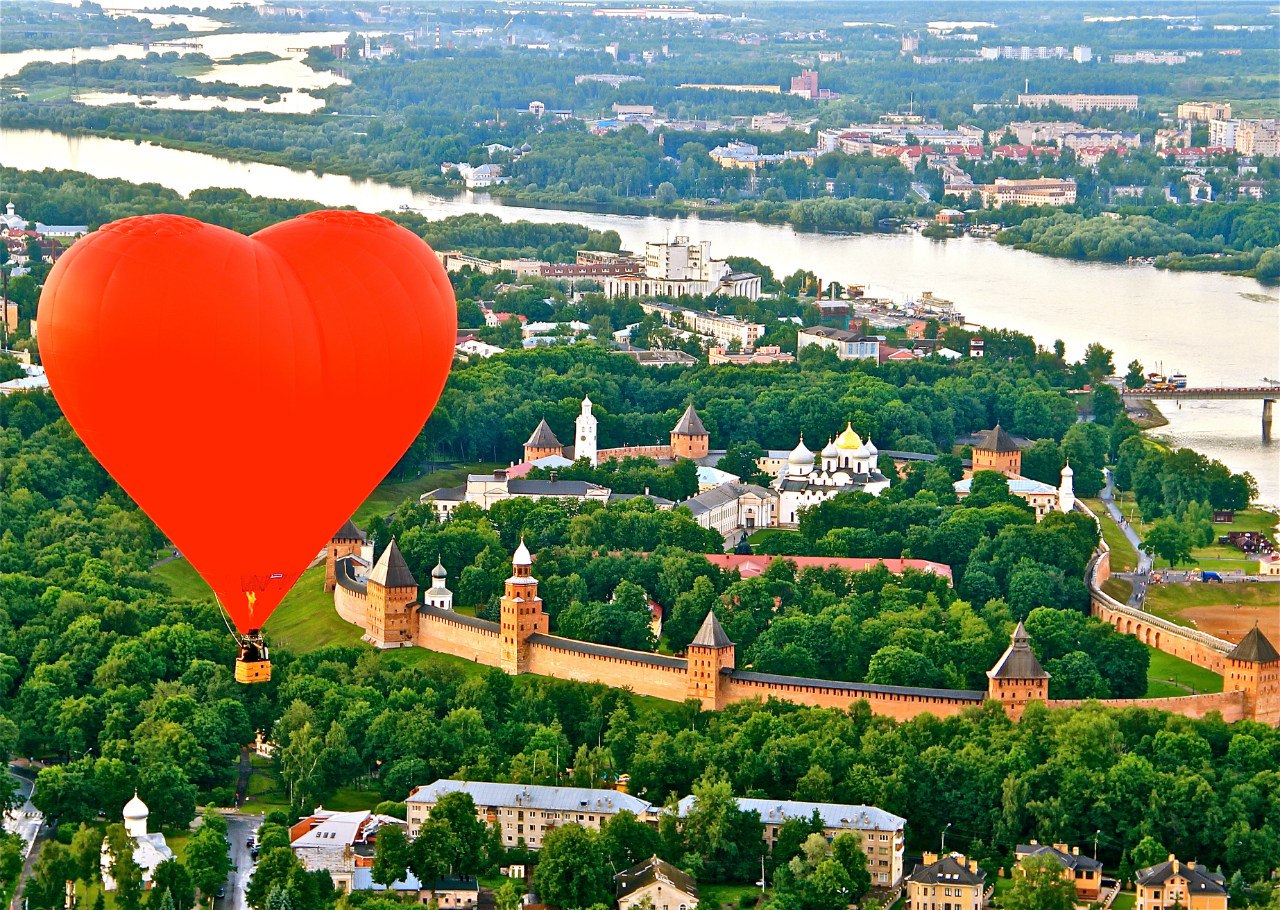 Полёт на воздушном шаре в Великом Новгороде