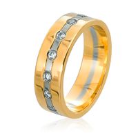 Обручальное кольцо белое и жёлтое золото с бриллиантами по кругу