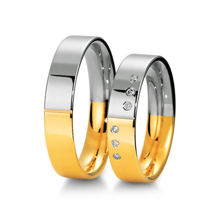Обручальные кольца из комбинированного золота с бриллиантами на заказ