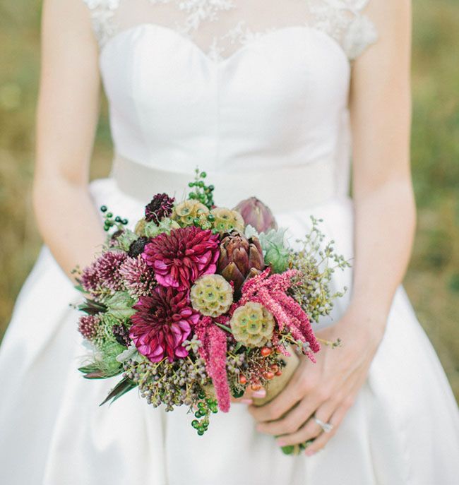 Букет невесты из артишоков и астр в розовых тонах - фото 1183169 Свадебный распорядитель Дарья Емельянова