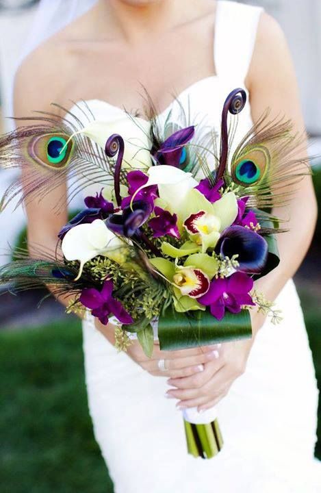 Букет невесты с перьями павлина - фото 1089085 Студия цветов "101 роза"