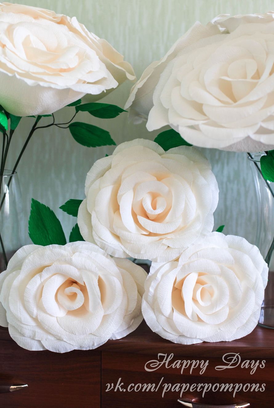 Кремовые розы, цветок 22-25см, возможно изготовление любого размера - фото 1415527 Цветочная мастерская "Florium"