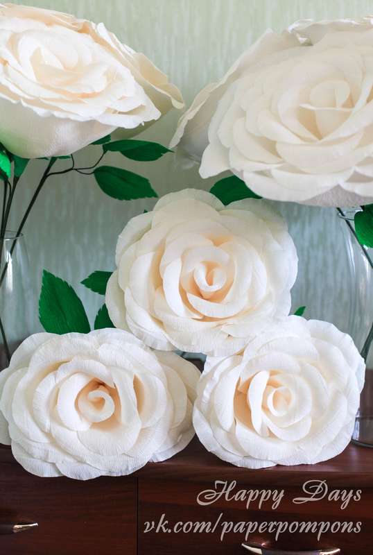 Кремовые розы, цветок 22-25см, возможно изготовление любого размера - фото 1415527 Цветочная мастерская "Florium"