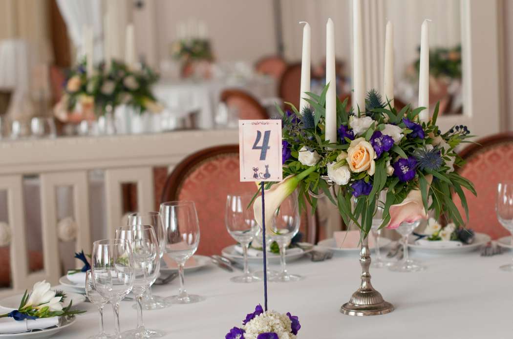 синяя фиолетовая персиковая свадьба - фото 6443074 Студия флористики и декора "Глориоза"