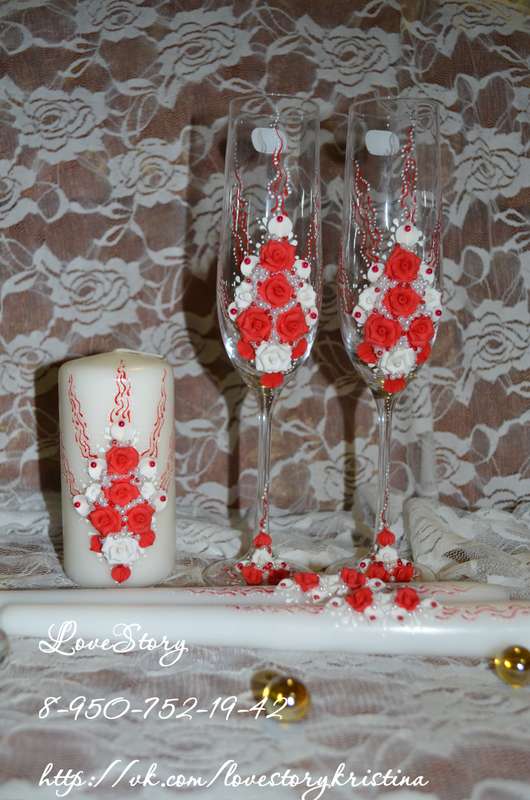 Свадебный набор "Роза" в красном цвете - фото 4424085 Студия аксессуаров Кристины Тишковой