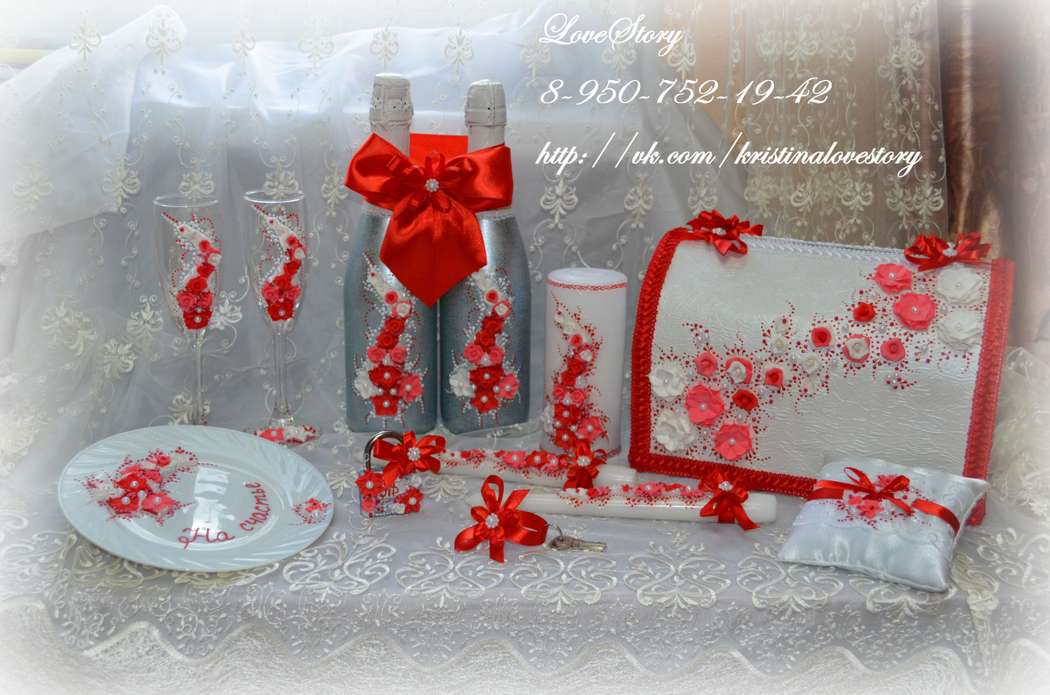 Свадебные аксессуары "Аромат" в красном цвете - фото 4425693 Студия аксессуаров Кристины Тишковой