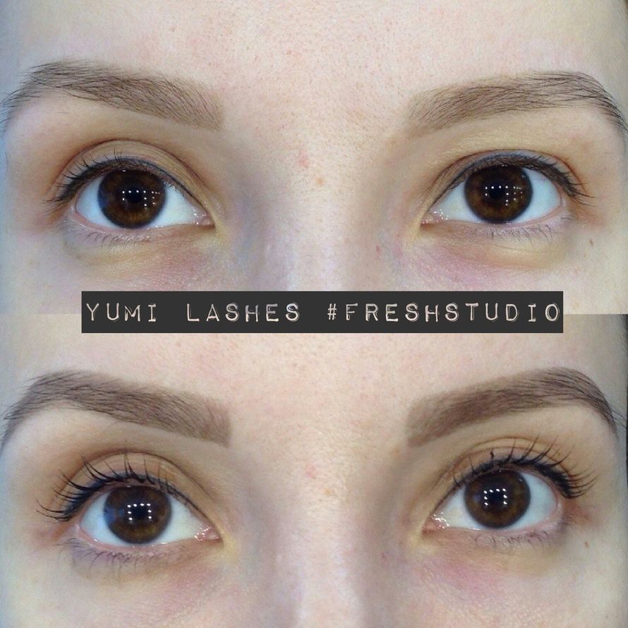 Yumi lashes - на фото сверху ресницы до, ниже сразу после процедуры - фото 2293760 Fresh Studio - студия красоты