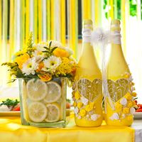 Лимонная свадьба: яркие цветочные композиции