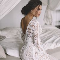свадебное платье с рукавами и открытой спиной 2017 бохо