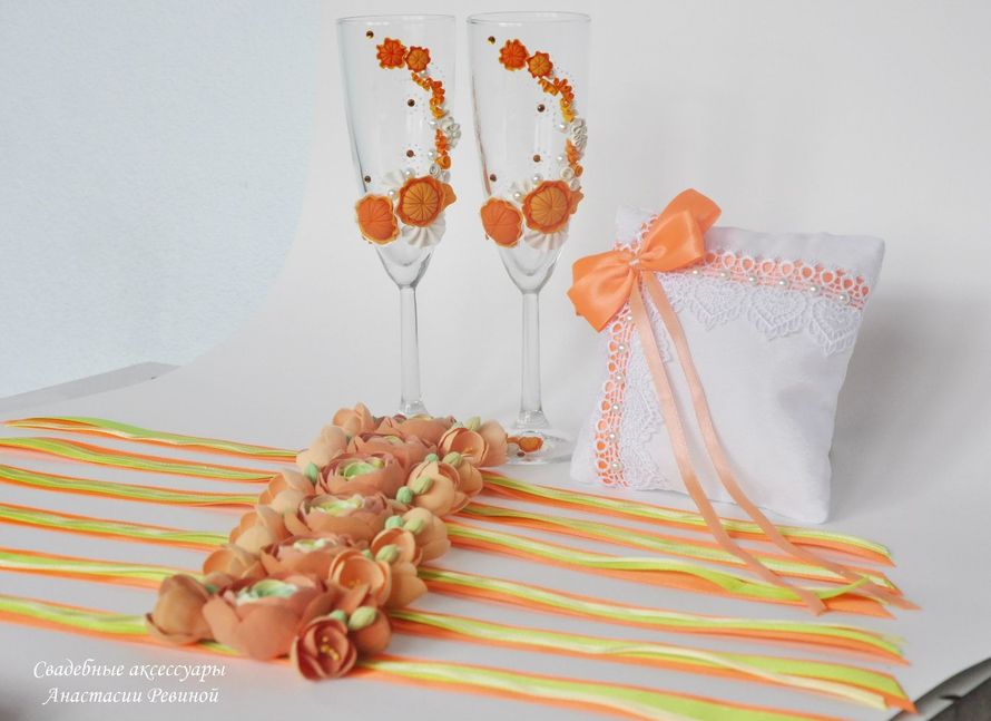 Свадебные аксессуары для незабываемого торжества в оранжевых тонах. - фото 3018551 Свадебные аксессуары Анастасии Ковалёвой
