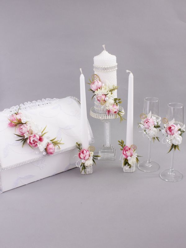 Свадебный набор Утренний рассвет (6 предметов), розовые пионы