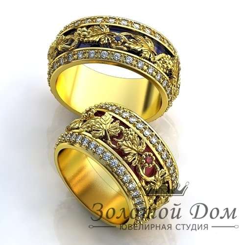 Роскошные обручальные кольца с бриллиантами "Дионис". Артикул: YJ482 - фото 7391854 Золотой дом - обручальные кольца на заказ