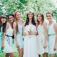Подружки невесты на свадьбе в мятном цвете