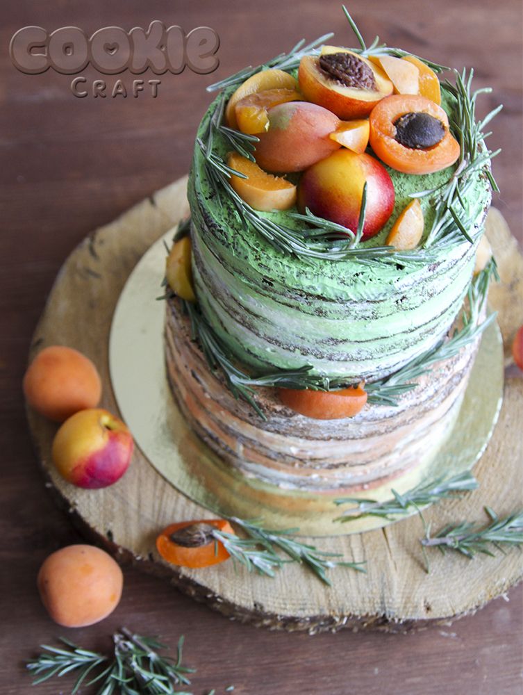 Голый свадебный торт с фруктовыми коржами, сливочно-сырным кремом и свежими персиками и абрикосами - фото 9705596 Cookie craft - пряники и тортики ручной работы