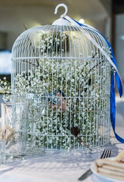 Композиция на стол. Заснеженная клетка и птичка. - фото 4546805 Sergeeva Vera Wedding decor