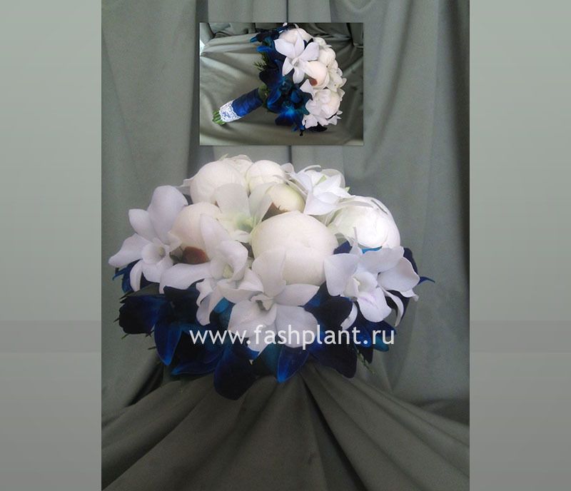 Букет невесты из белых пионов и синей орхидеи - фото 4599957 Fashion plant студия цветов Ольги Колябиной