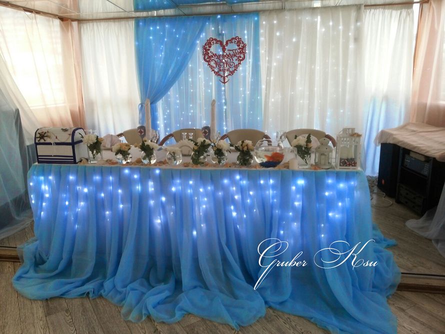 Оформление зала в голубом цвете "Морская свадьба"