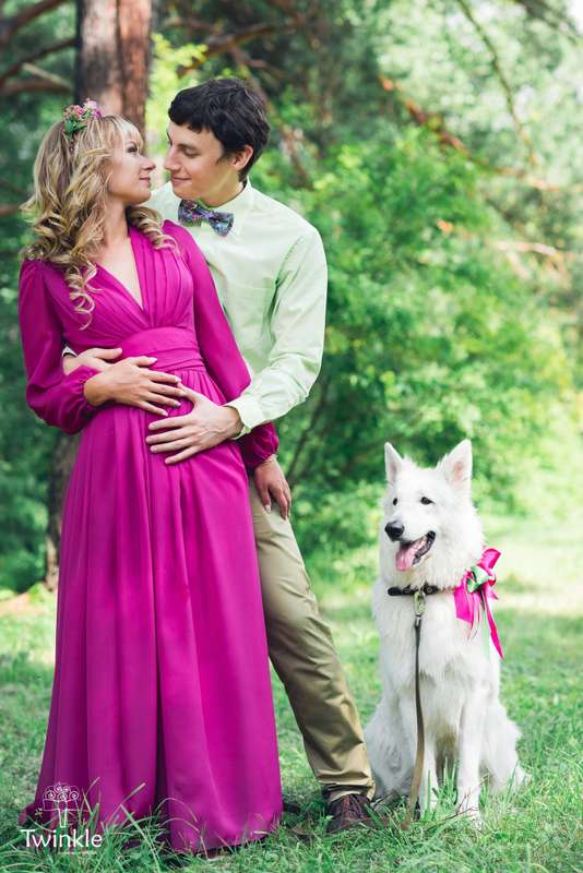 Свадебный образ, платье, фуксия, собака, животные на свадьбе, жених, стиль - фото 8059338 Студия ярких событий Twinkle 