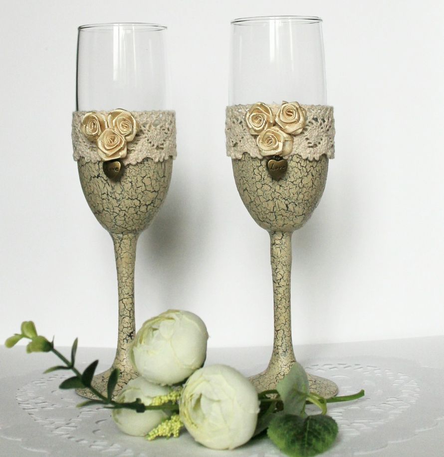 Бокалы в стиле шэбби - фото 7452052 Свадебные аксессуары, сувениры Cheers workshop