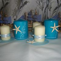 Свечи на столы гостей и молодоженов на тему "Морская свадьба"