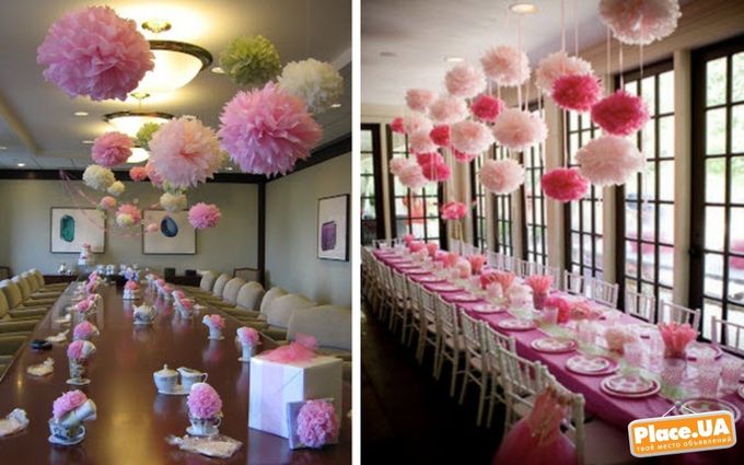 Оформление зала на розовую свадьбу