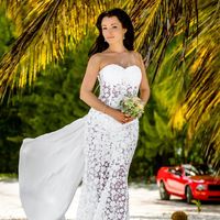 свадебная церемония в Доминикане в стиле шебби-шик, платье невесты