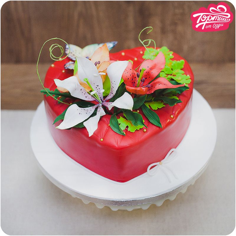 Свадебный торт "Сердце с цветами" - фото 2028404 Мастерская "Тортики от Одри"