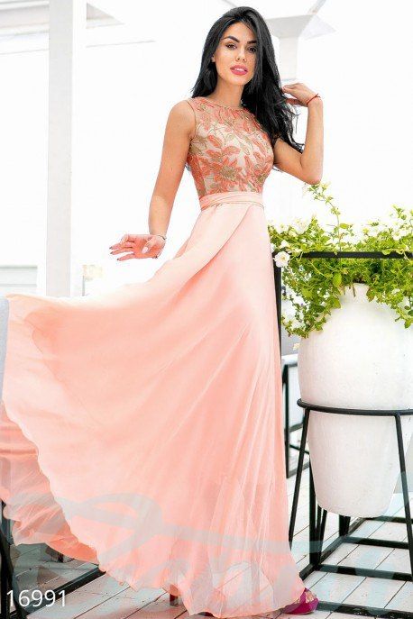 Персиковое платье подружки невесты 