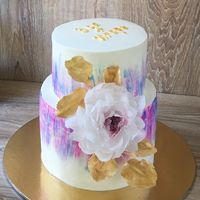 Свадебный торт с украшением вафельными цветами, цена за 1 кг