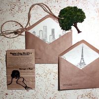Пригласительное с декорированным конвертом "Смотрящие на город",цена за 1 шт