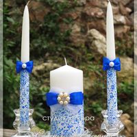 Свадебные свечи в синем цвете