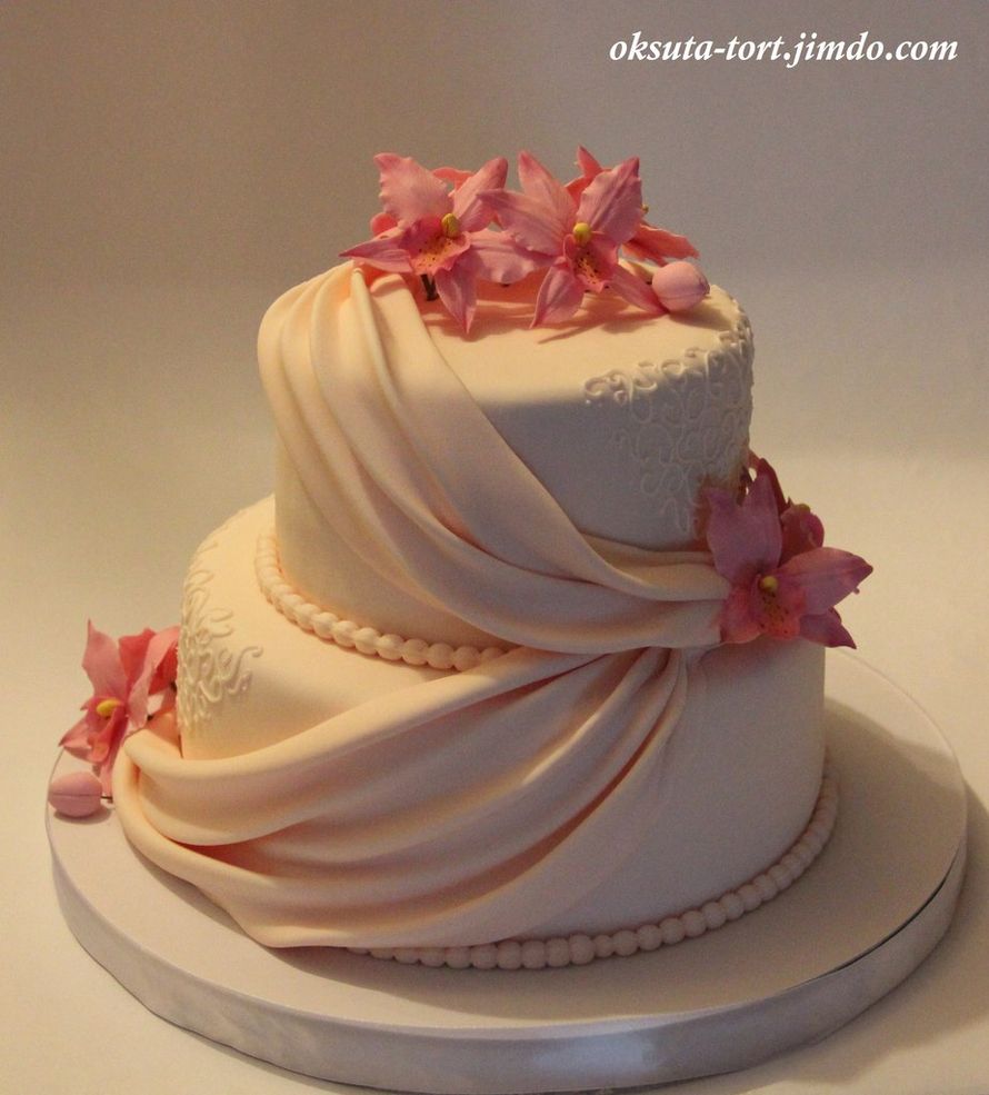 Ещё один свадебный торт с розовыми орхидеями, 5,6кг - фото 1778927 Oksuta-tort - свадебные торты