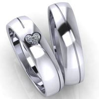 Обручальные кольца "Сердце с бриллиантами" (пара)