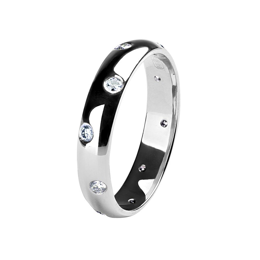 Обручальное кольцо из платины с бриллиантами, 3,6 мм