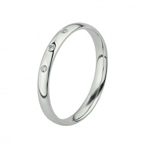 Обручальное кольцо из палладия с 3 бриллиантами шириной 2 мм