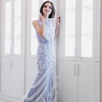 Дизайнерское Платье "Лагуна", цвет: серо-голубая дымка.