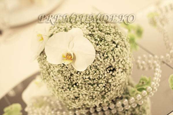 Букет невесты из белой гипсофилы и орхидеи в круглом стиле  - фото 2049590 "Счастливый день" - организация свадьбы